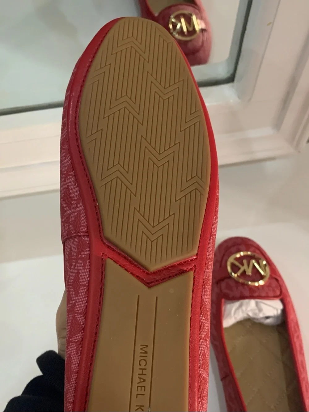 Michael Kors Logo-Embellished Women's Ballet Red Flats
